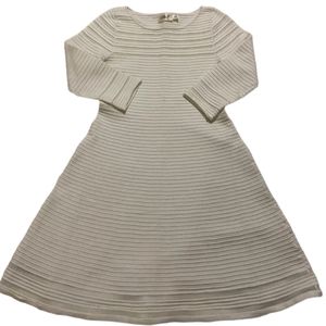 Eliza J Women’s Sz M Midi Dress Ribbed White Cream Warm Beautiful Elegant Style